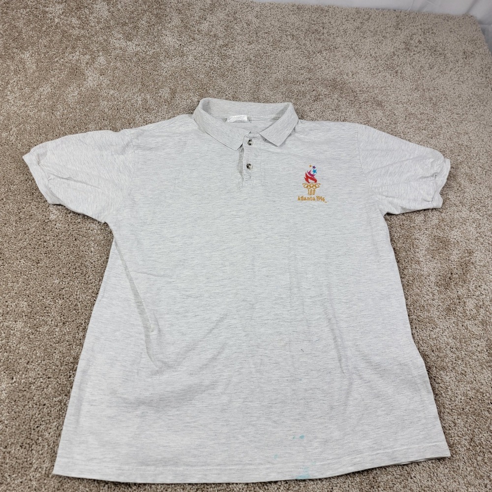 Vintage 1996 Atlanta Olympics Polo Shirt‎ Embroidered Logo Gray M